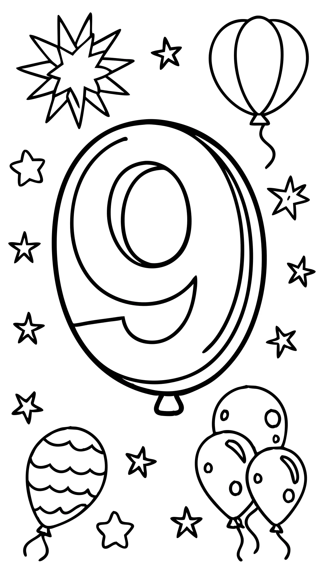 number nine coloring page